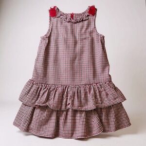 Gymboree Girl's Size 6 Dress Houndstooth Red Ruffle Sleeveless Party
